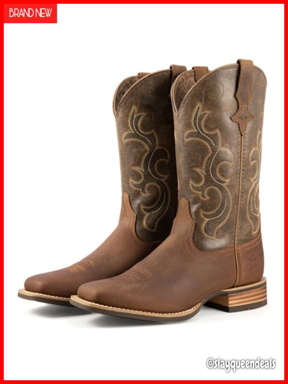 Genuine Leather Western Cowboy Boots Women Mid-Calf Embroidered